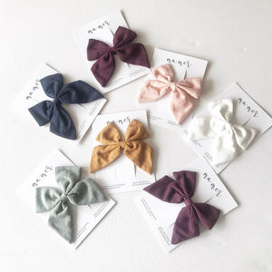 Dalia Linen Hair Clip Bow - Mustard