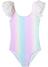 Load image into Gallery viewer, Rainbow Tank Swimsuit with Petals
