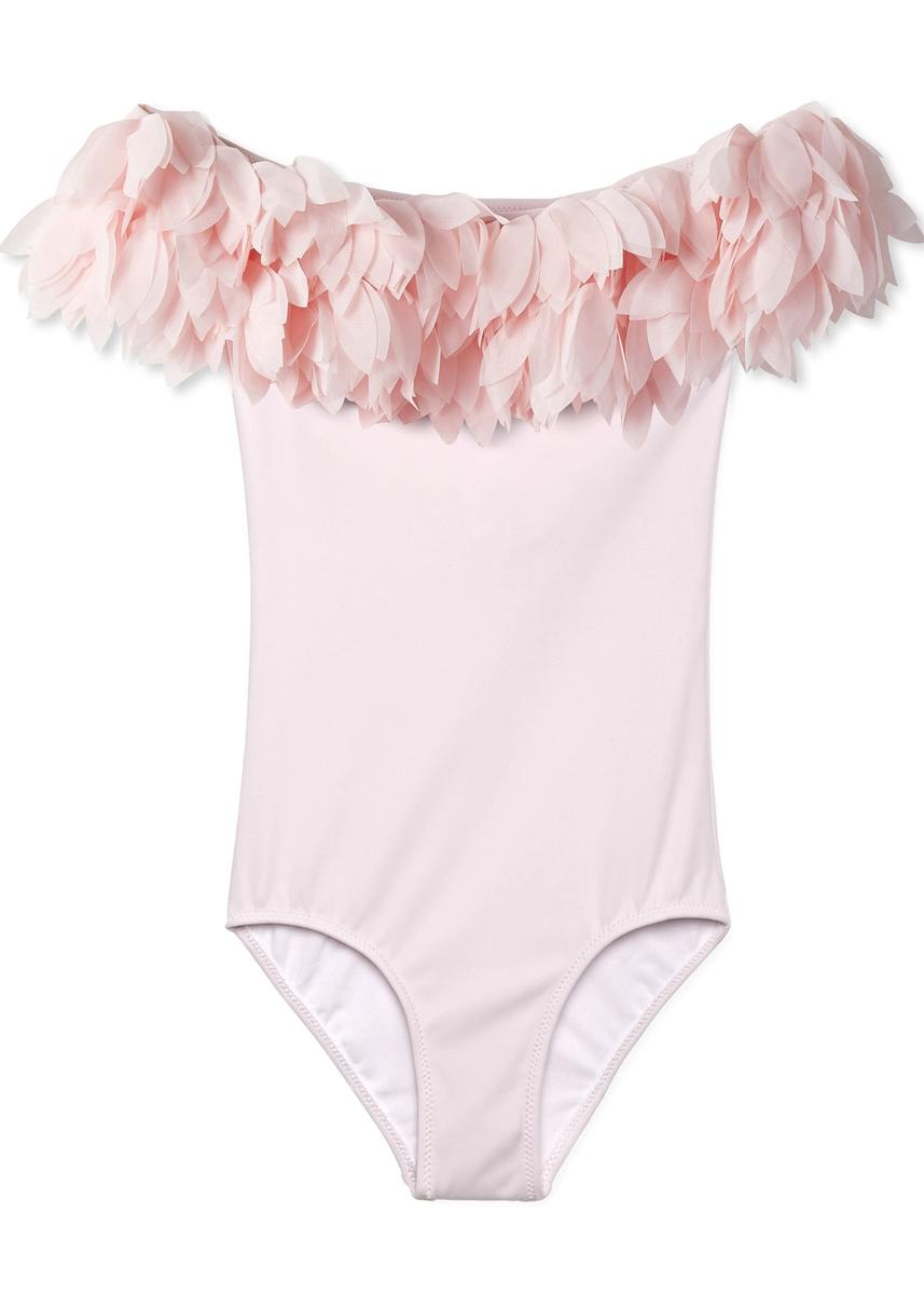 Pink Draped Swimsuit with Petals