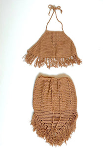 Tassel Top with Indah Skirt Set - BEIGE