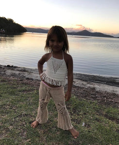 Tassel Top & Flares Set- BEIGE