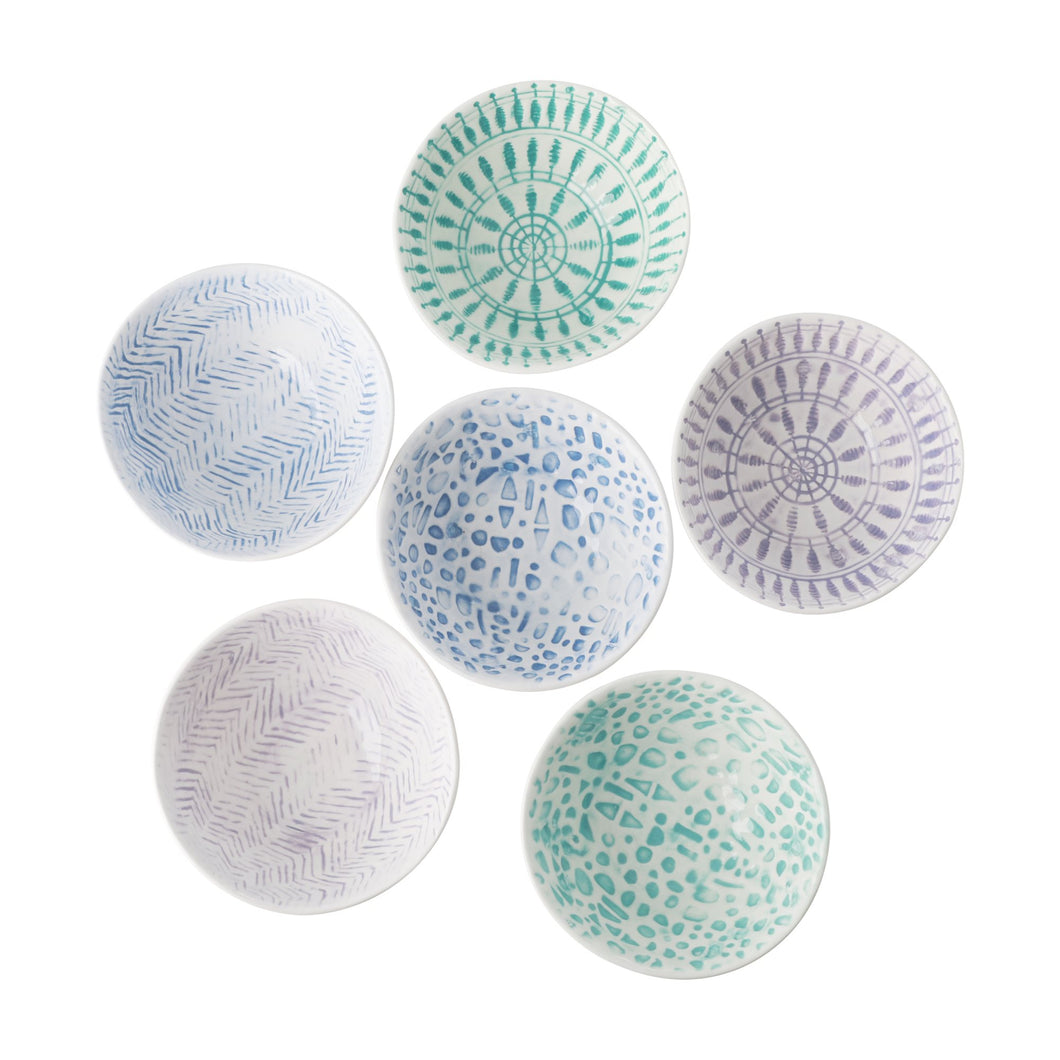 Small Ceramic Dipping Bowl (Green Blue Purple)