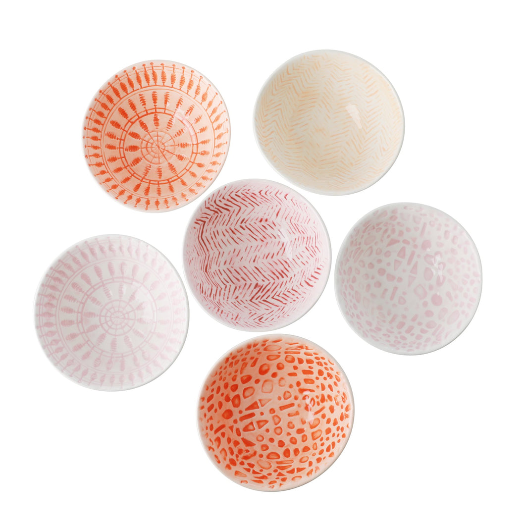 Small Ceramic Dipping Bowl (Orange Pink) (Set of 6)