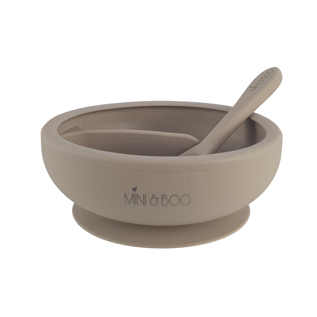Silicone Suction Bowl Set - SECTIONED - Cinnamon
