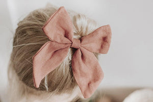 Dalia Linen Hair Clip Bow - Pink
