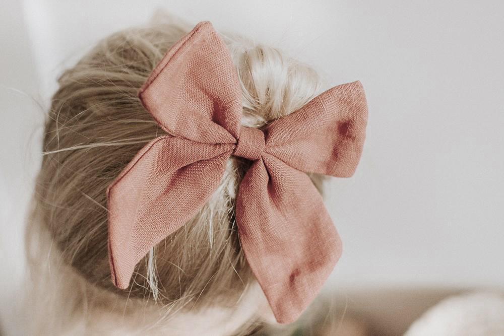 Dalia Linen Hair Clip Bow - Mustard