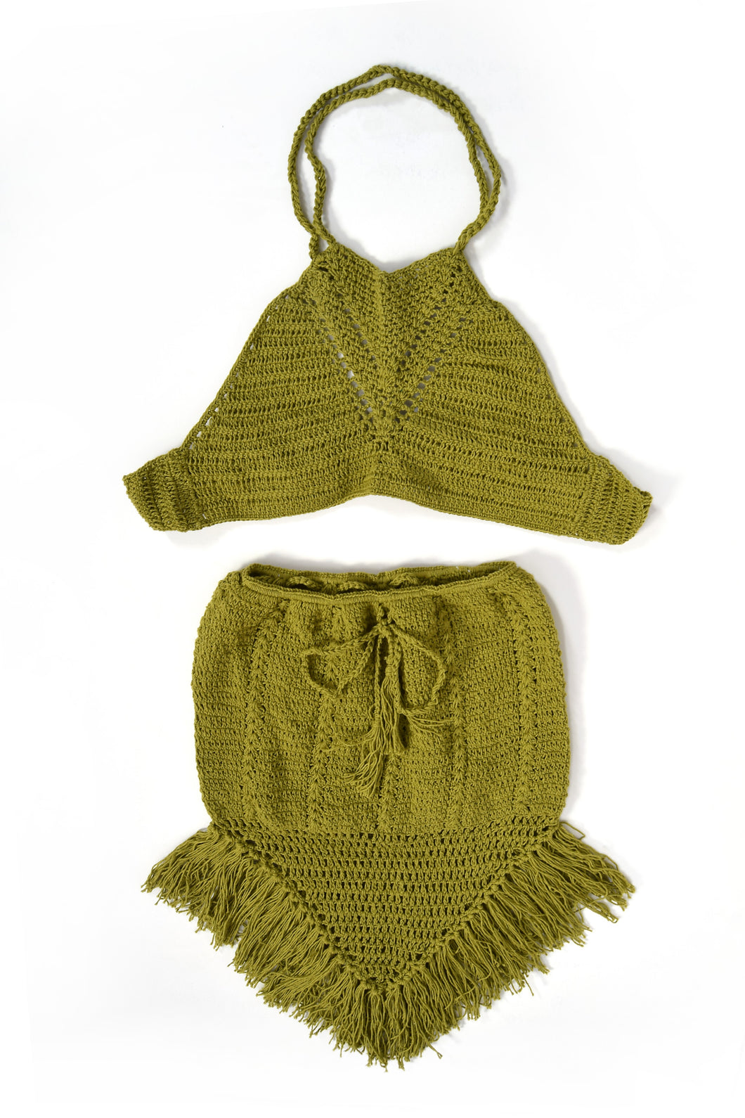 Goddess Crop with Indah Skirt Set- OLIVE