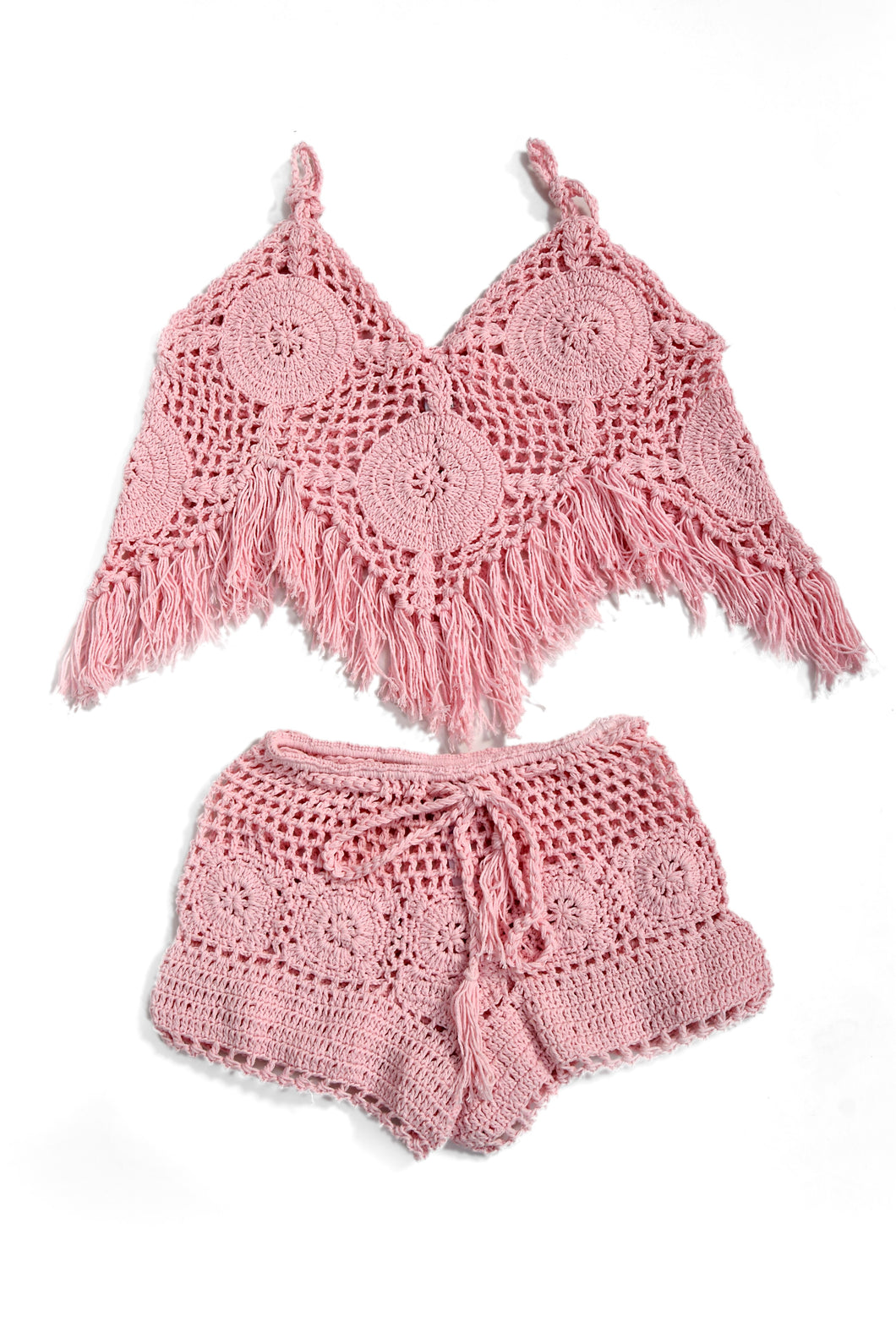 Mawar Tie Top with Shorts - BABY PINK