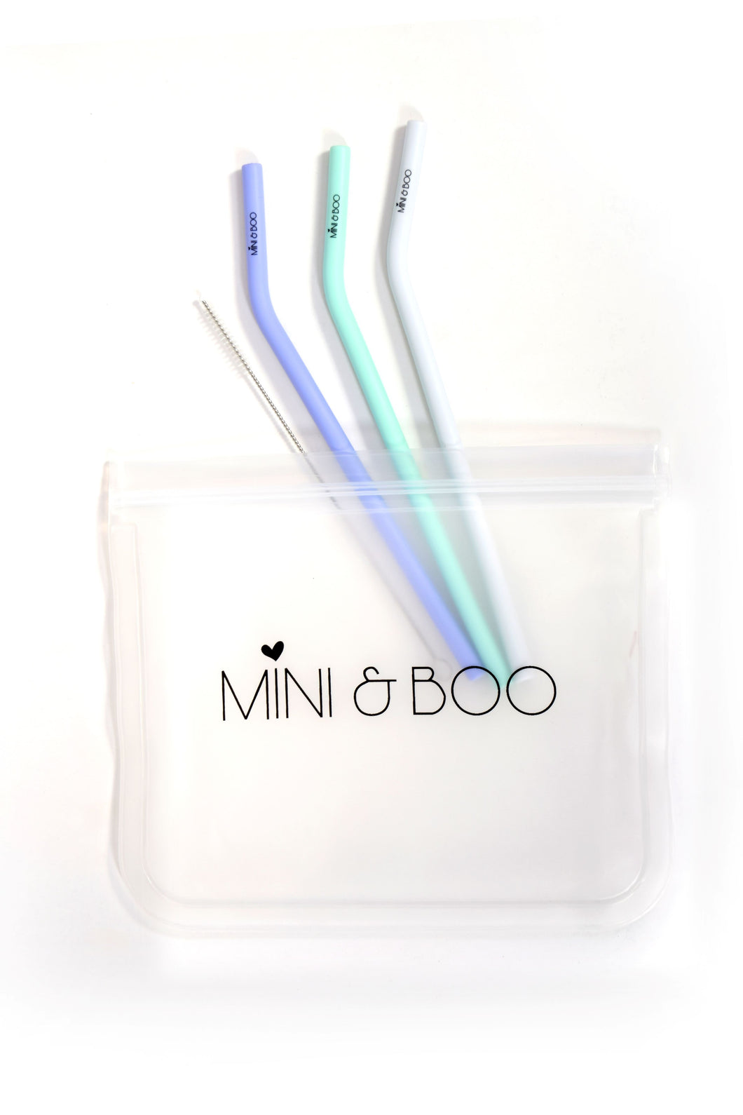 Silicone Bent Straw Set (Purple/Grey/Mint Green)