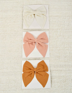 Dalia Linen Hair Clip Bow - Pink
