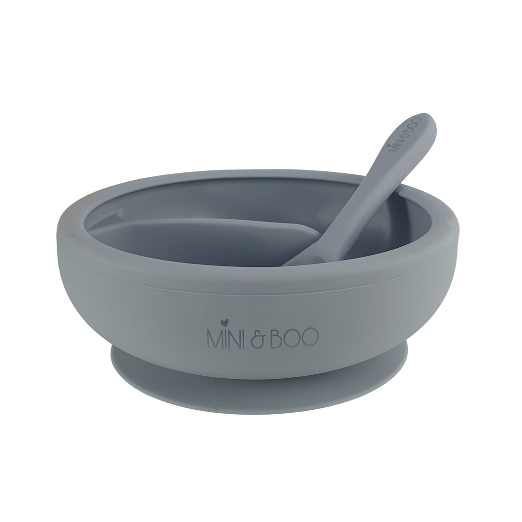 Silicone Suction Bowl Set - SECTIONED - Pebble