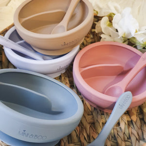 Silicone Suction Bowl Set - SECTIONED - Rose
