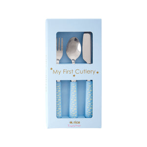 Stainless Steel Cutlery - Cloud Print - Blue