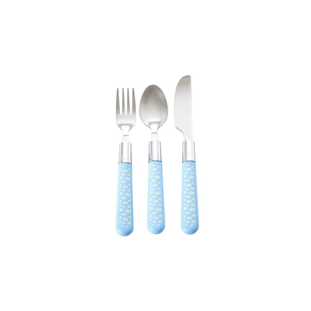 Stainless Steel Cutlery - Cloud Print - Blue