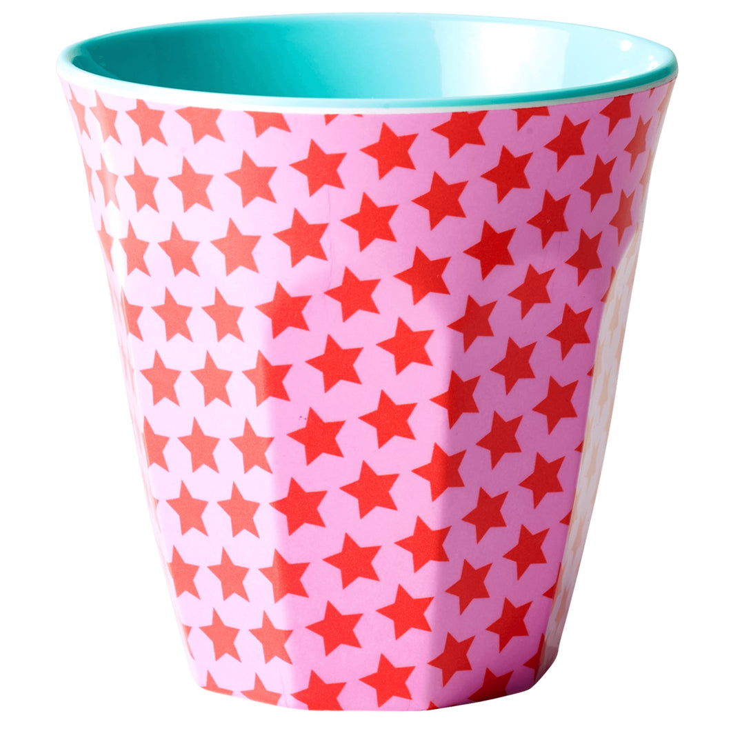 Medium Melamine Cup - Pink and Red Stars