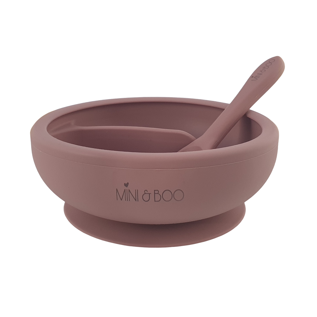 Silicone Suction Bowl Set - SECTIONED - Rose